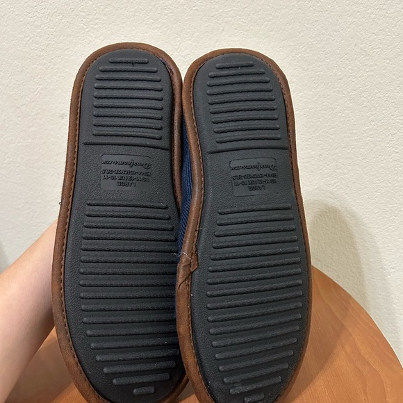 NWT Dearfoams Dluxe Slippers Dad Boss Memory Foam Slippers Men's Size 11-12 Navy - Picture 5 of 7